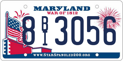 MD license plate 8BI3056