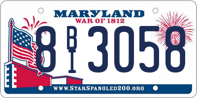 MD license plate 8BI3058