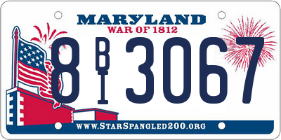 MD license plate 8BI3067
