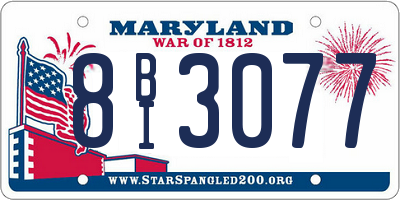 MD license plate 8BI3077