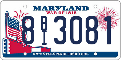MD license plate 8BI3081