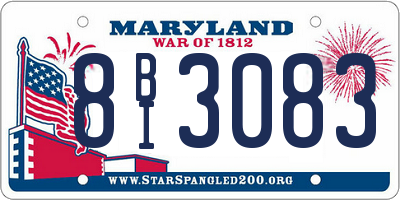 MD license plate 8BI3083