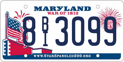 MD license plate 8BI3099