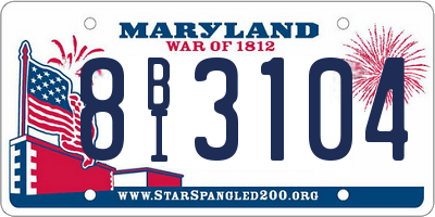 MD license plate 8BI3104
