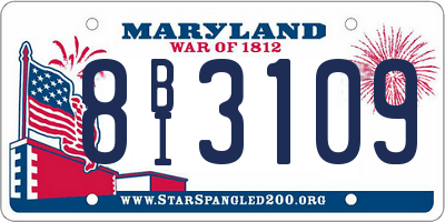 MD license plate 8BI3109
