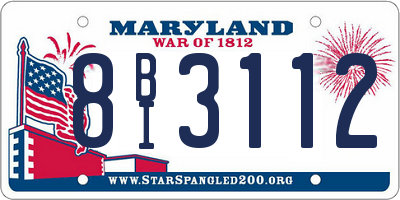 MD license plate 8BI3112