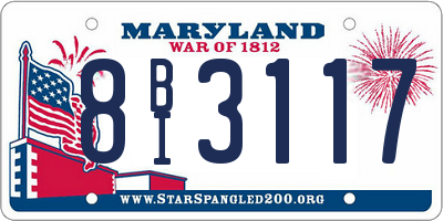 MD license plate 8BI3117