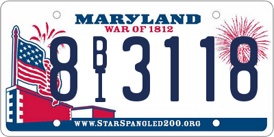 MD license plate 8BI3118