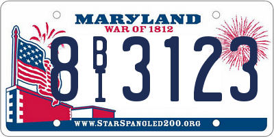 MD license plate 8BI3123