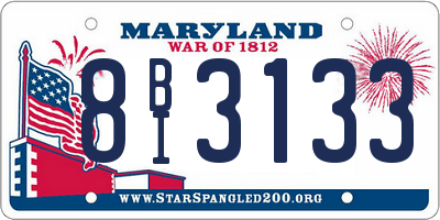 MD license plate 8BI3133