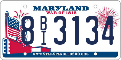 MD license plate 8BI3134