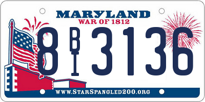 MD license plate 8BI3136
