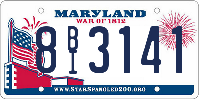 MD license plate 8BI3141