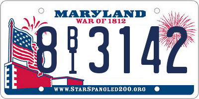 MD license plate 8BI3142