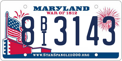 MD license plate 8BI3143