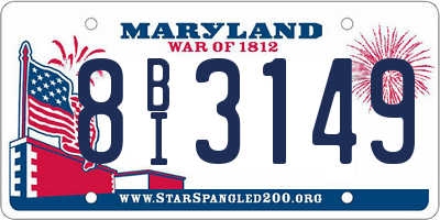 MD license plate 8BI3149
