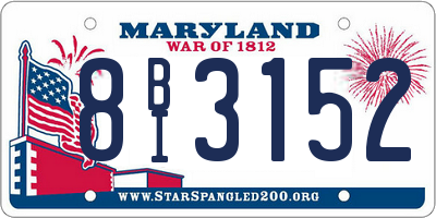 MD license plate 8BI3152