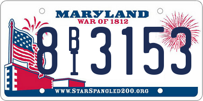 MD license plate 8BI3153