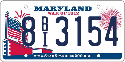 MD license plate 8BI3154