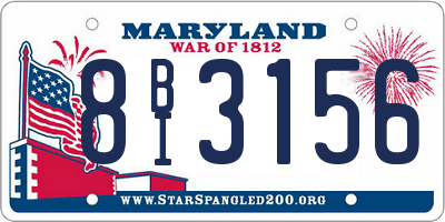 MD license plate 8BI3156