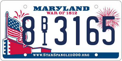 MD license plate 8BI3165