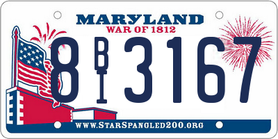 MD license plate 8BI3167