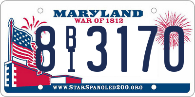 MD license plate 8BI3170