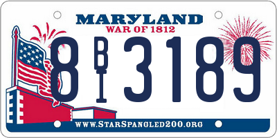MD license plate 8BI3189