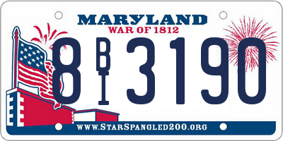 MD license plate 8BI3190