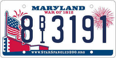 MD license plate 8BI3191