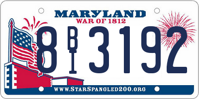 MD license plate 8BI3192