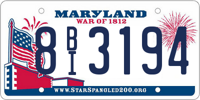 MD license plate 8BI3194