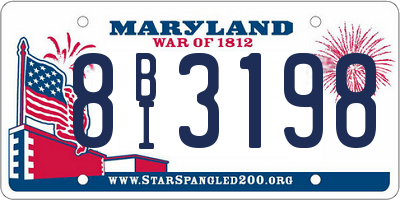 MD license plate 8BI3198