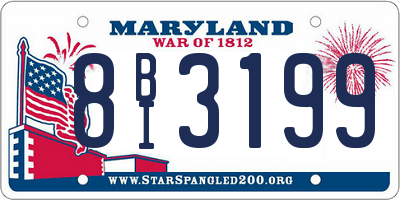 MD license plate 8BI3199