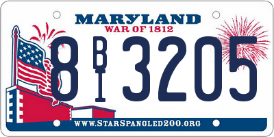 MD license plate 8BI3205