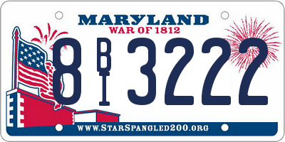 MD license plate 8BI3222