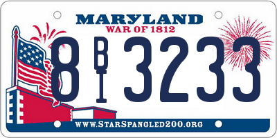MD license plate 8BI3233