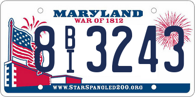 MD license plate 8BI3243
