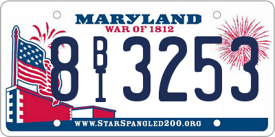 MD license plate 8BI3253