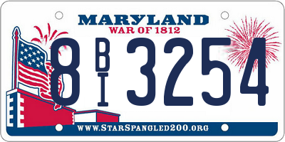 MD license plate 8BI3254
