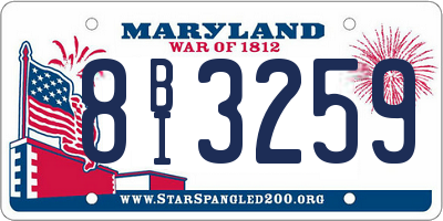 MD license plate 8BI3259