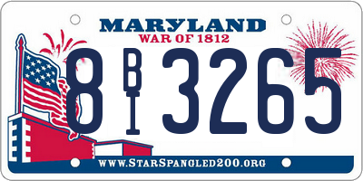 MD license plate 8BI3265