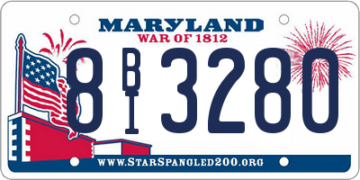 MD license plate 8BI3280