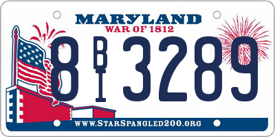 MD license plate 8BI3289