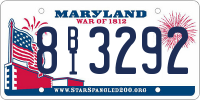 MD license plate 8BI3292