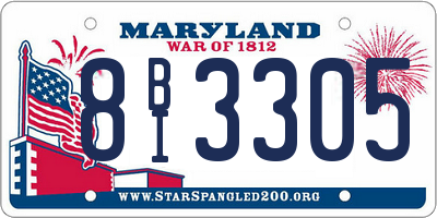 MD license plate 8BI3305