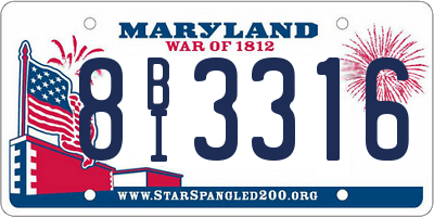 MD license plate 8BI3316