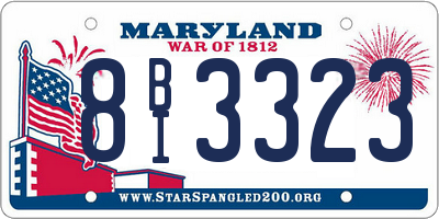 MD license plate 8BI3323