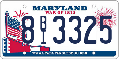 MD license plate 8BI3325