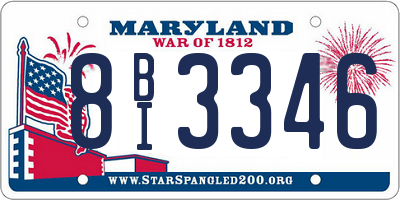 MD license plate 8BI3346